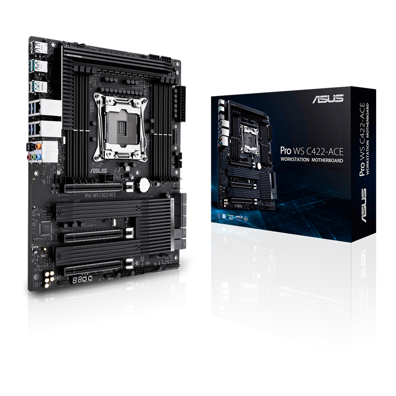 Pro WS C422-ACE motherboard, packaging and motherboard